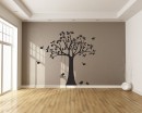 Large Tree Wall Decal with Swinging Birds Vinyl Tree Art Stickers